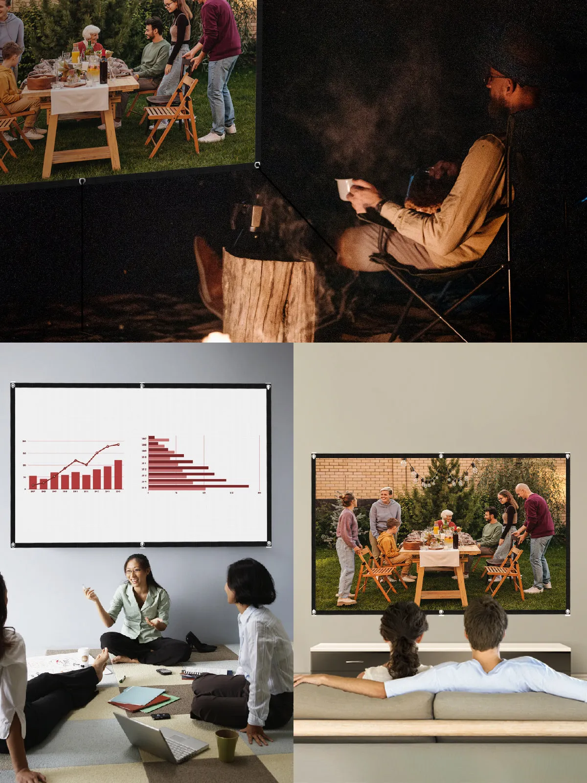 100" HD Foldable & Portable  Projector Screen for Indoor and Outdoor