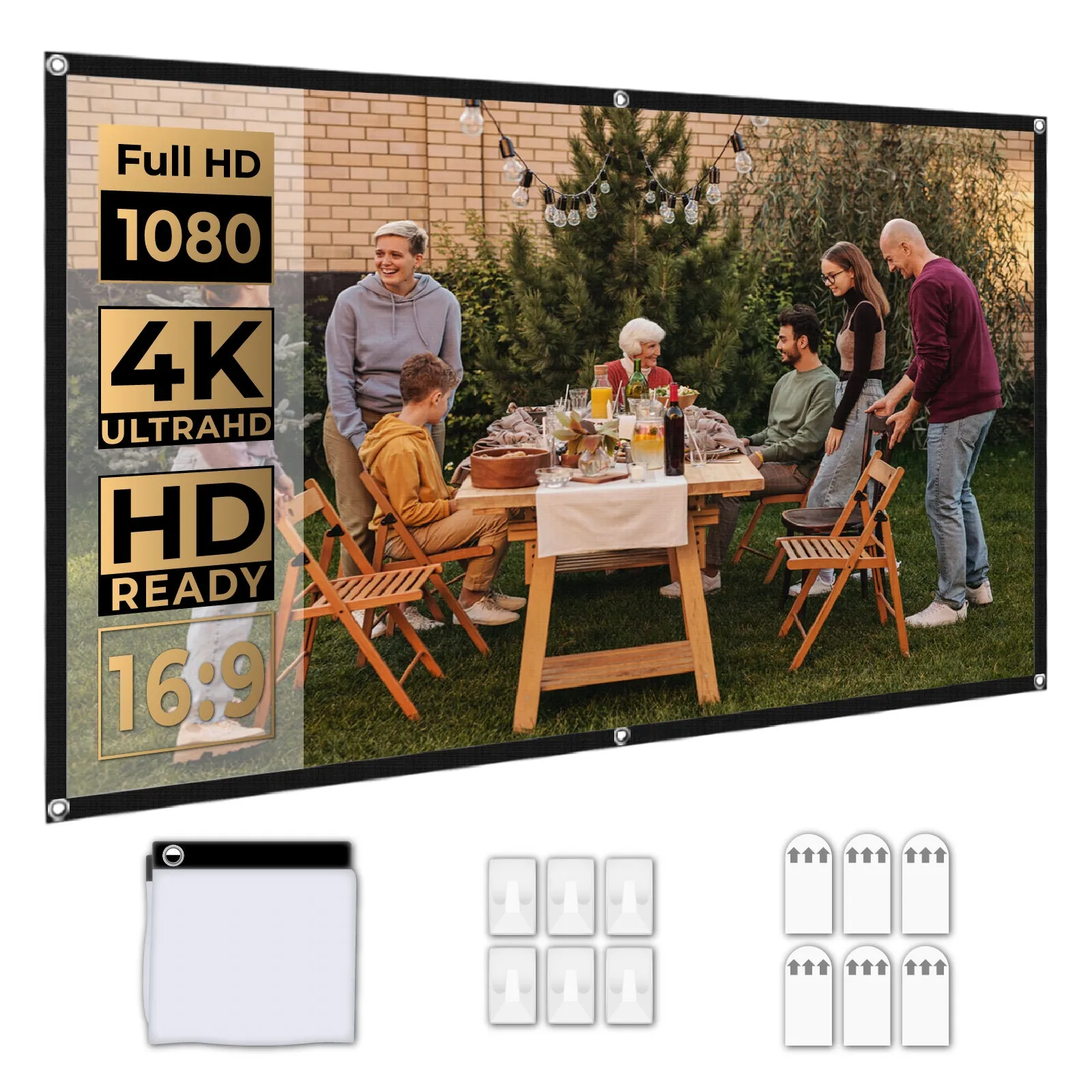 100" HD Foldable & Portable  Projector Screen for Indoor and Outdoor