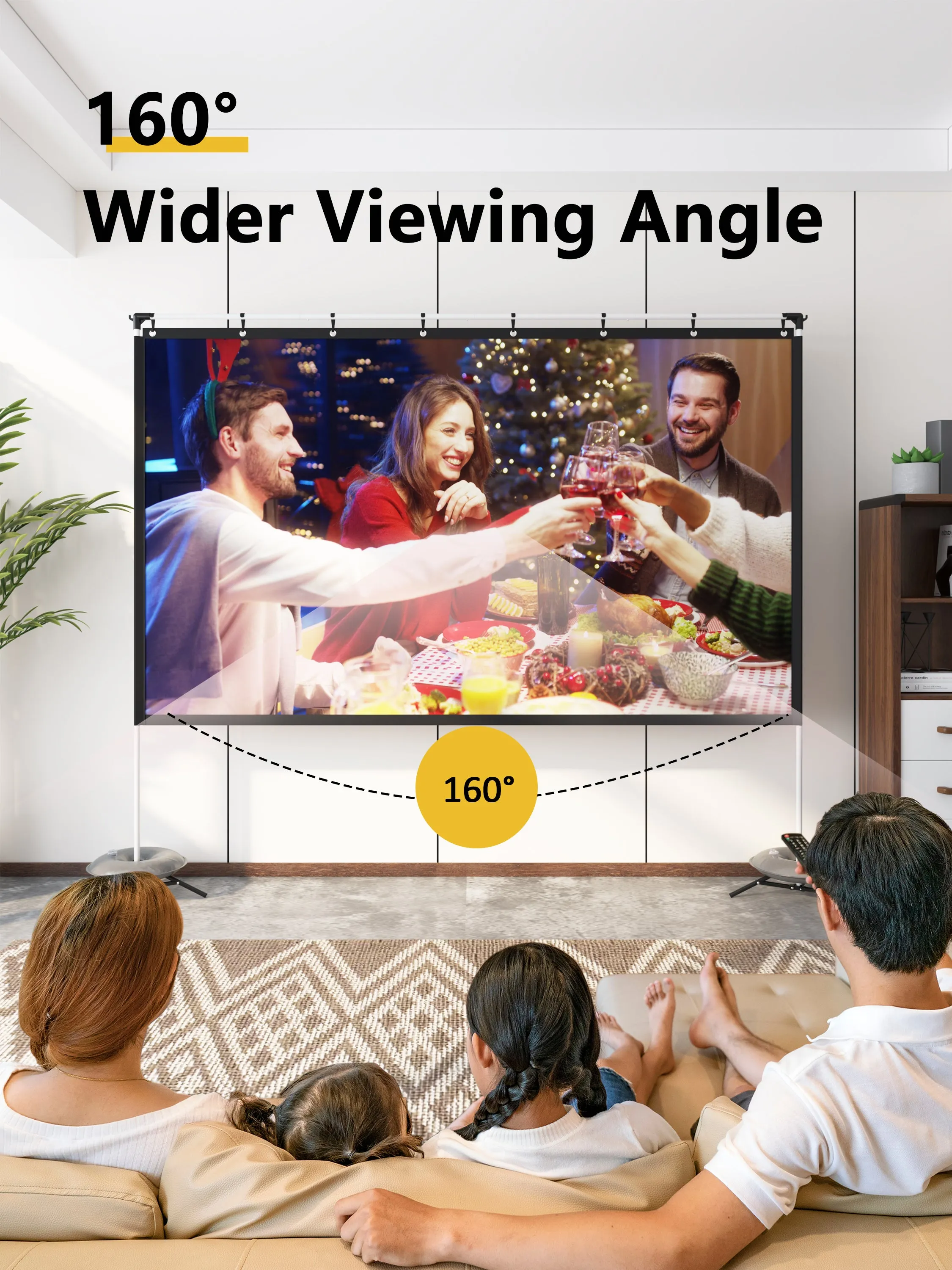 100" HD Portable Projector Screen w/ Stand for Indoor and Outdoor