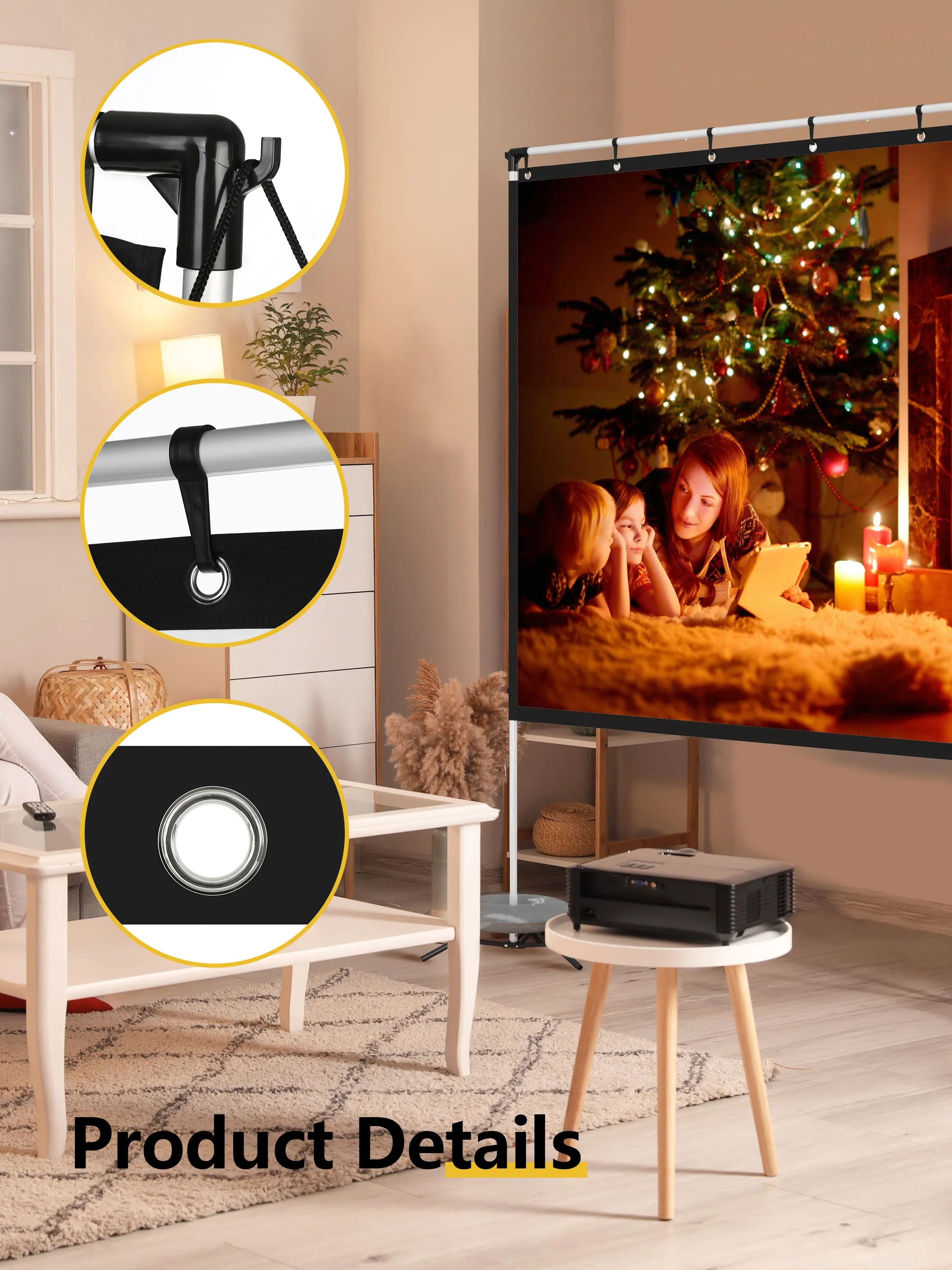 100" HD Portable Projector Screen w/ Stand for Indoor and Outdoor