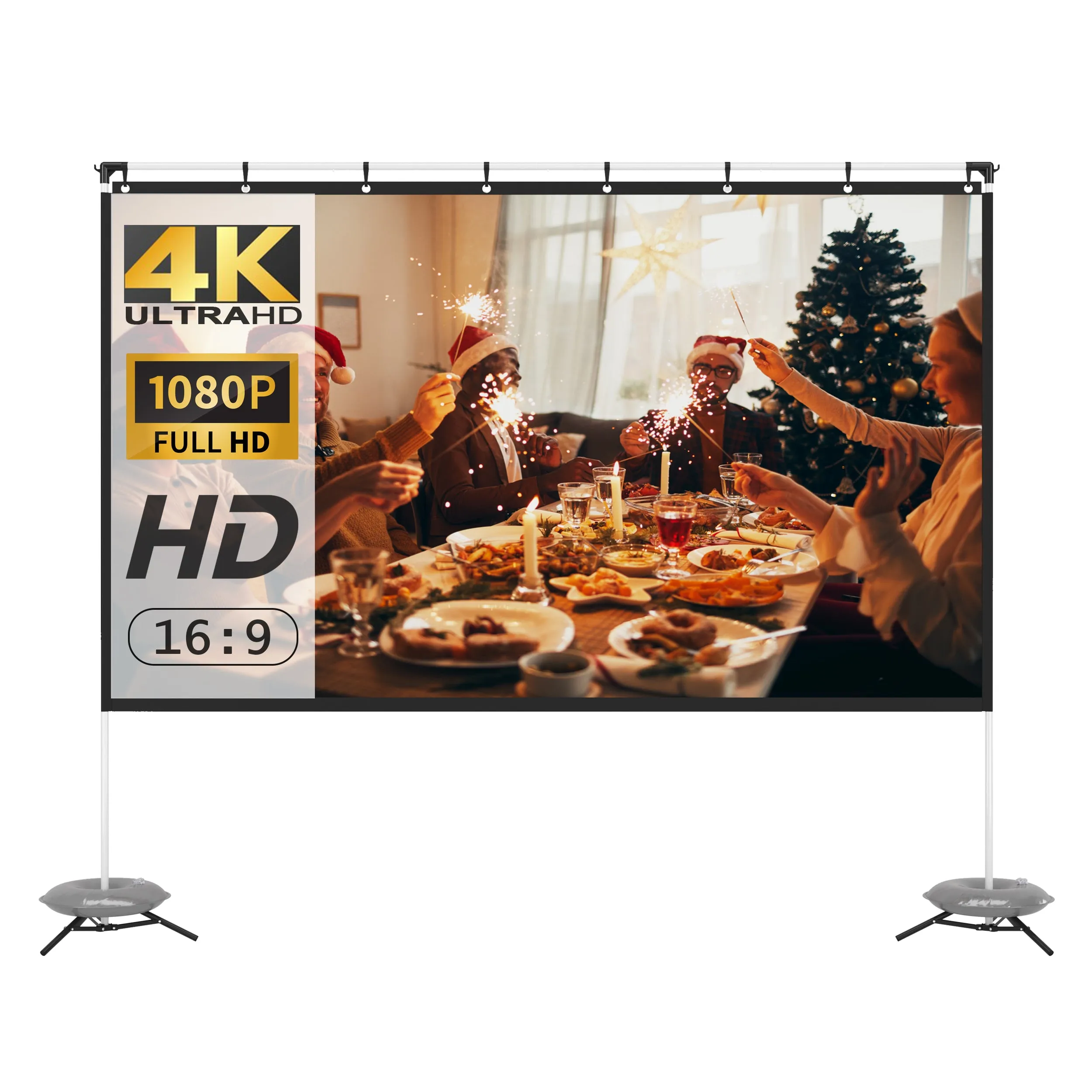 100" HD Portable Projector Screen w/ Stand for Indoor and Outdoor