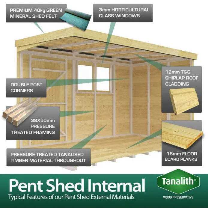 12ft x 6ft Pent Summer Shed