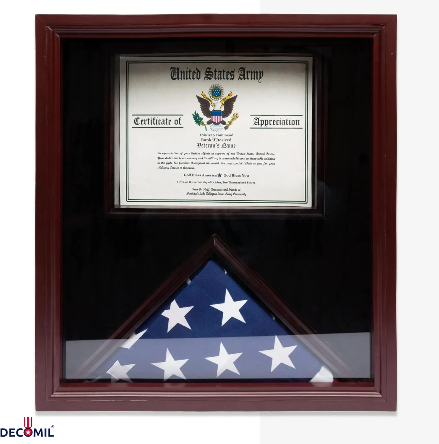 3x5 Flag Display Case with Certificate & Document Holder - Large Shadow Box Frame