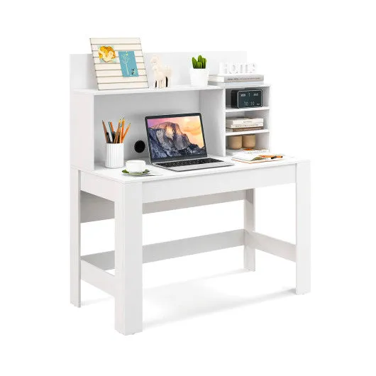 48 Inch Writing Computer Desk with Anti-Tipping Kits and Cable Management Hole-White