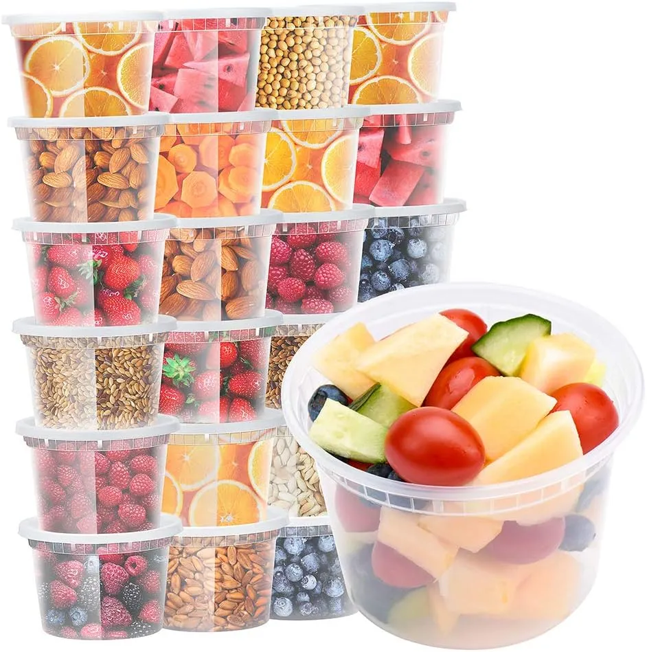 48 Pack 16OZ. (2 Cups/1 Pint) Plastic Food and Drink Storage Containers Set with Lids