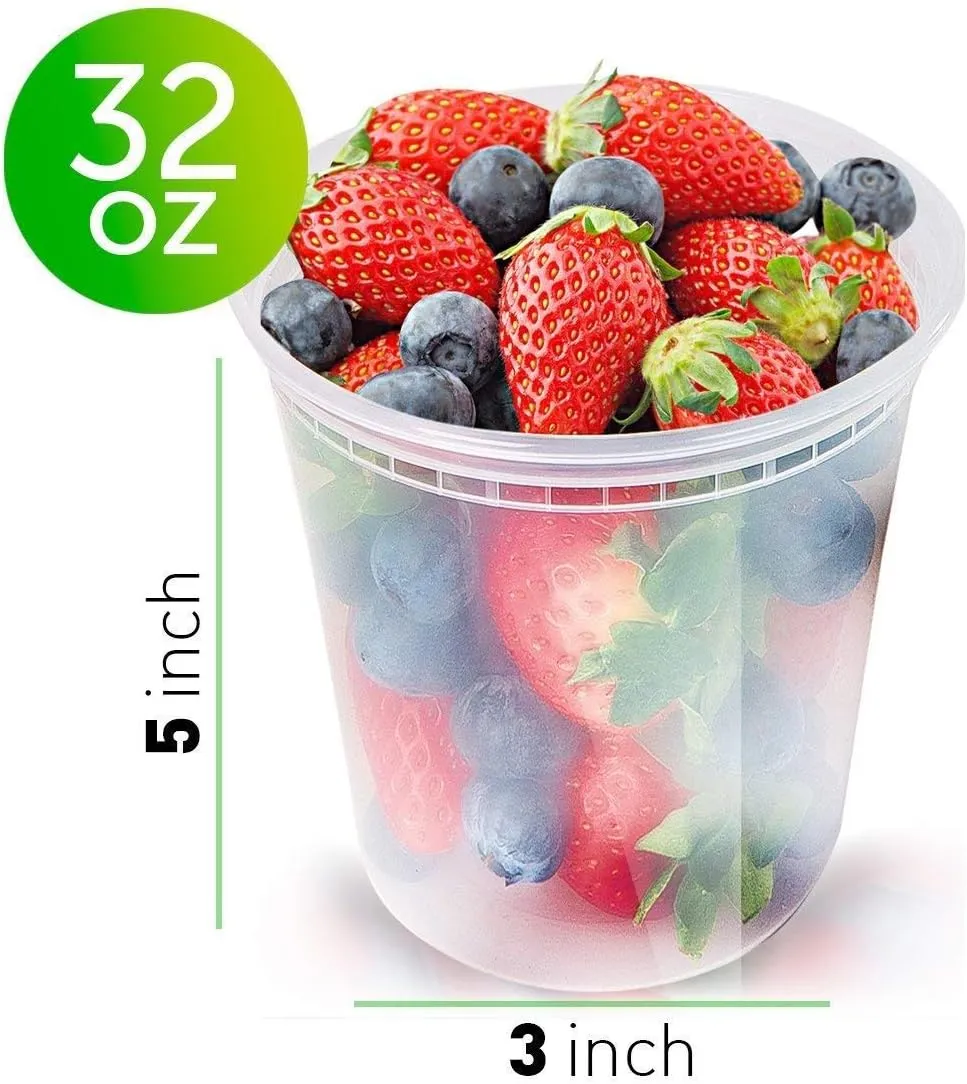 48 Pack (Mixed) 8OZ, 16OZ. and 32OZ. Plastic Food and Drink Storage Containers Set with Lids