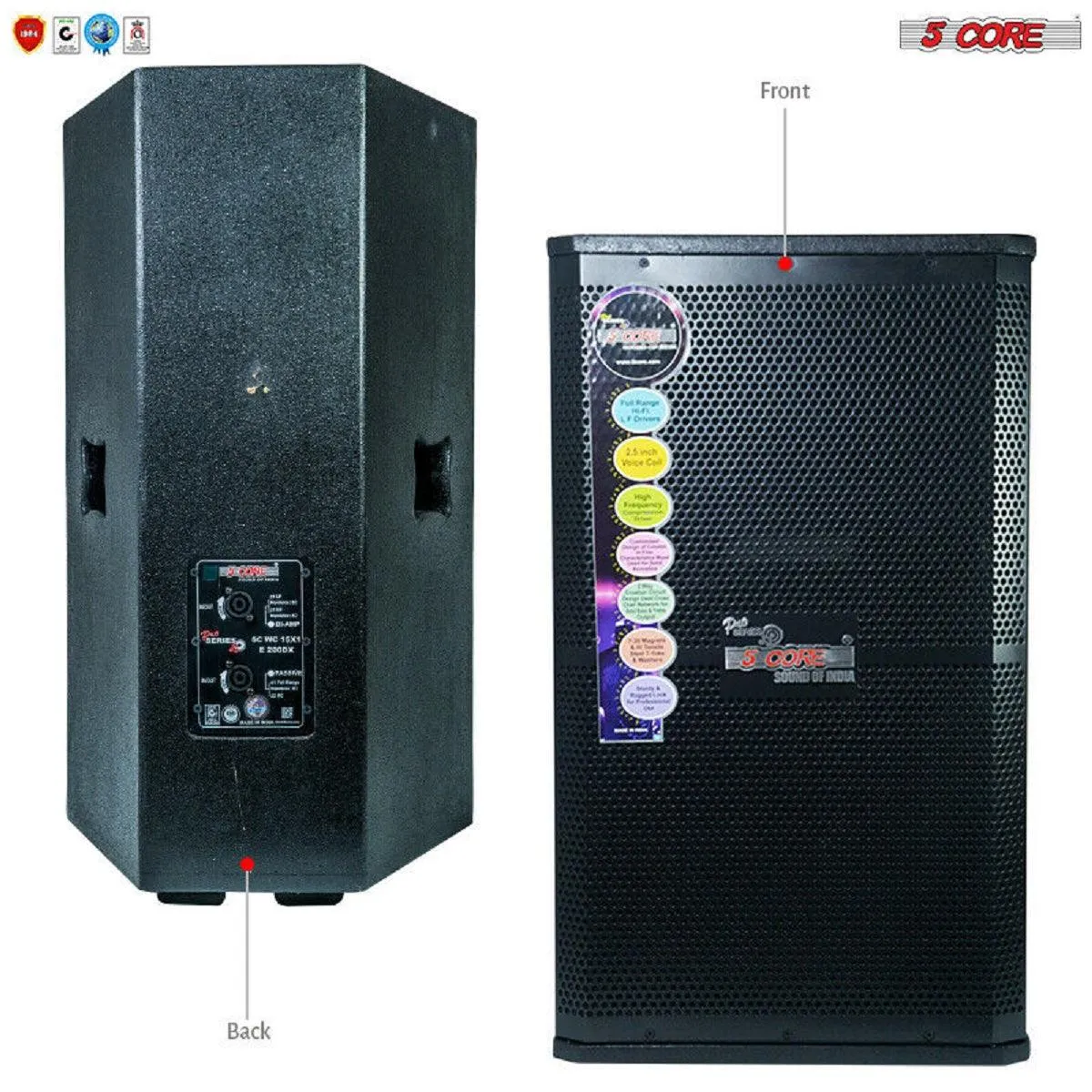 5 CORE 15" Outdoor Speaker System Pro Pa Party DJ Speaker, 2 Way 8 Ohm