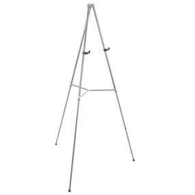 66" High Gallery Silver Aluminum Display Easel and Presentation Stand - Large Adjustable Height Portable Tripod, Holds 25 lbs - Floor Tabletop Display