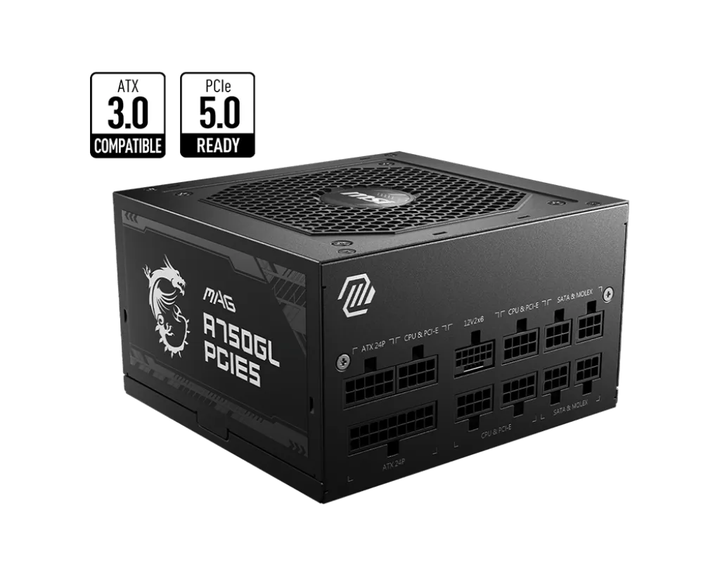 750W MSI MAG A750GL PCIE5 ATX 3.0 Gold Modular PSU