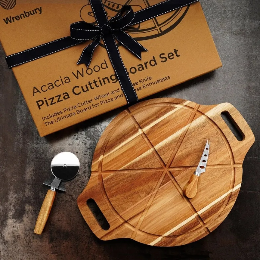 Acacia Wood Pizza Cutting & Cheese Board