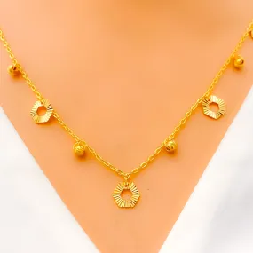 Alternating Shiny Hexagon 4-Piece 21k Gold Necklace Set