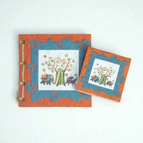 Artist Reproductions - Thailand Themed - Batik Art Set Orange - Twine Eco-friendly Journal and Scratch Pad Set