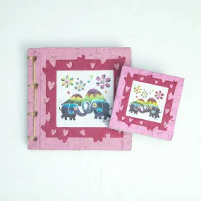 Artist Reproductions - Thailand Themed - Batik Art Set Pink - Twine Eco-friendly Journal and Scratch Pad Set