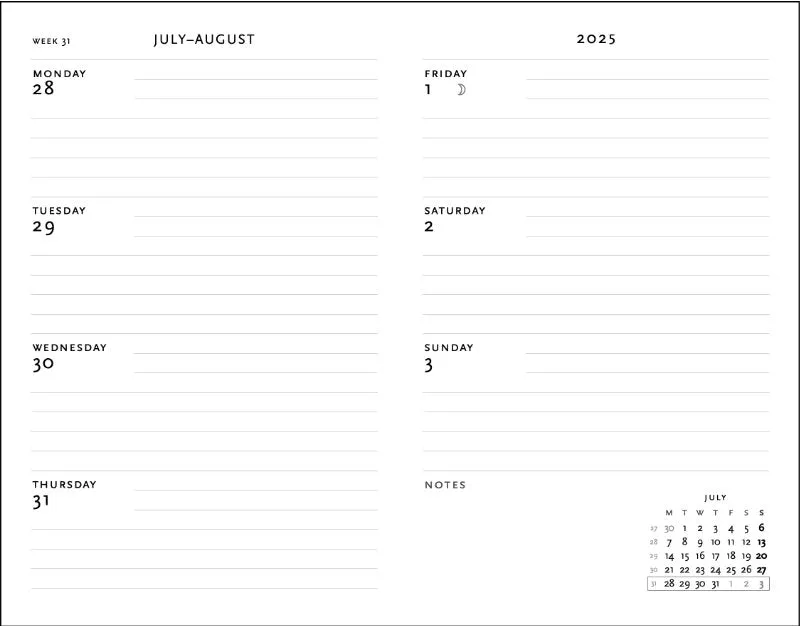 Astra Midi Horizontal 12-month Softcover Flexi Week Planner 2025