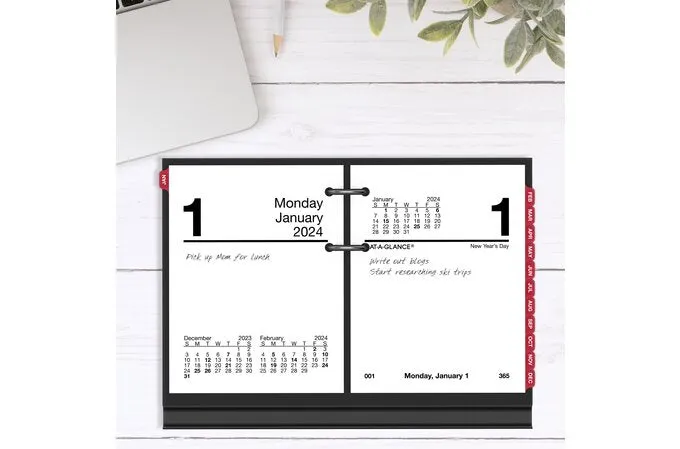 AT-A-GLANCE 2025 Compact Daily Loose-Leaf Desk Calendar Refill (3" x 3 3/4")