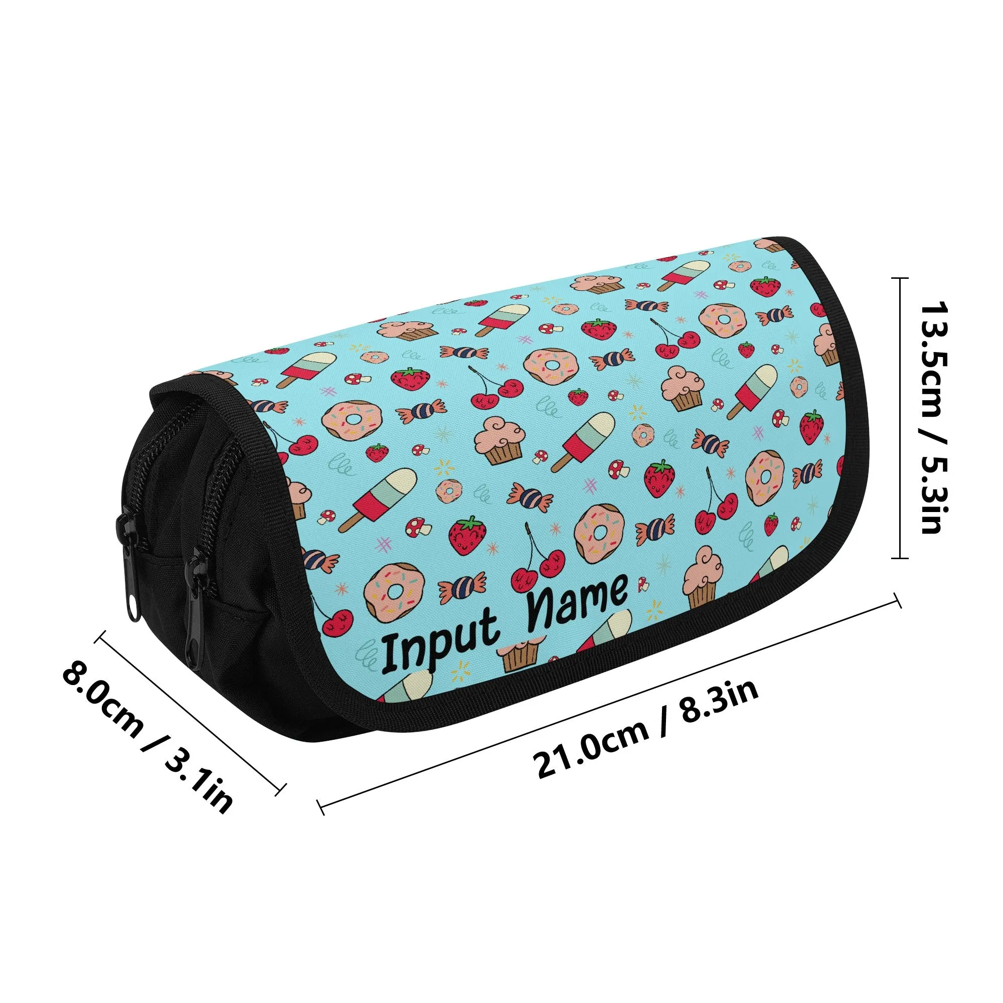 Back to School Essentials: Personalized Double Layer Pencil case for Kids. Donut Candy pattern