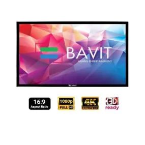 Bavit 16:9 Fixed Frame Projection Screen - Matt White Fabric 4K/Full HD & 3D Ready