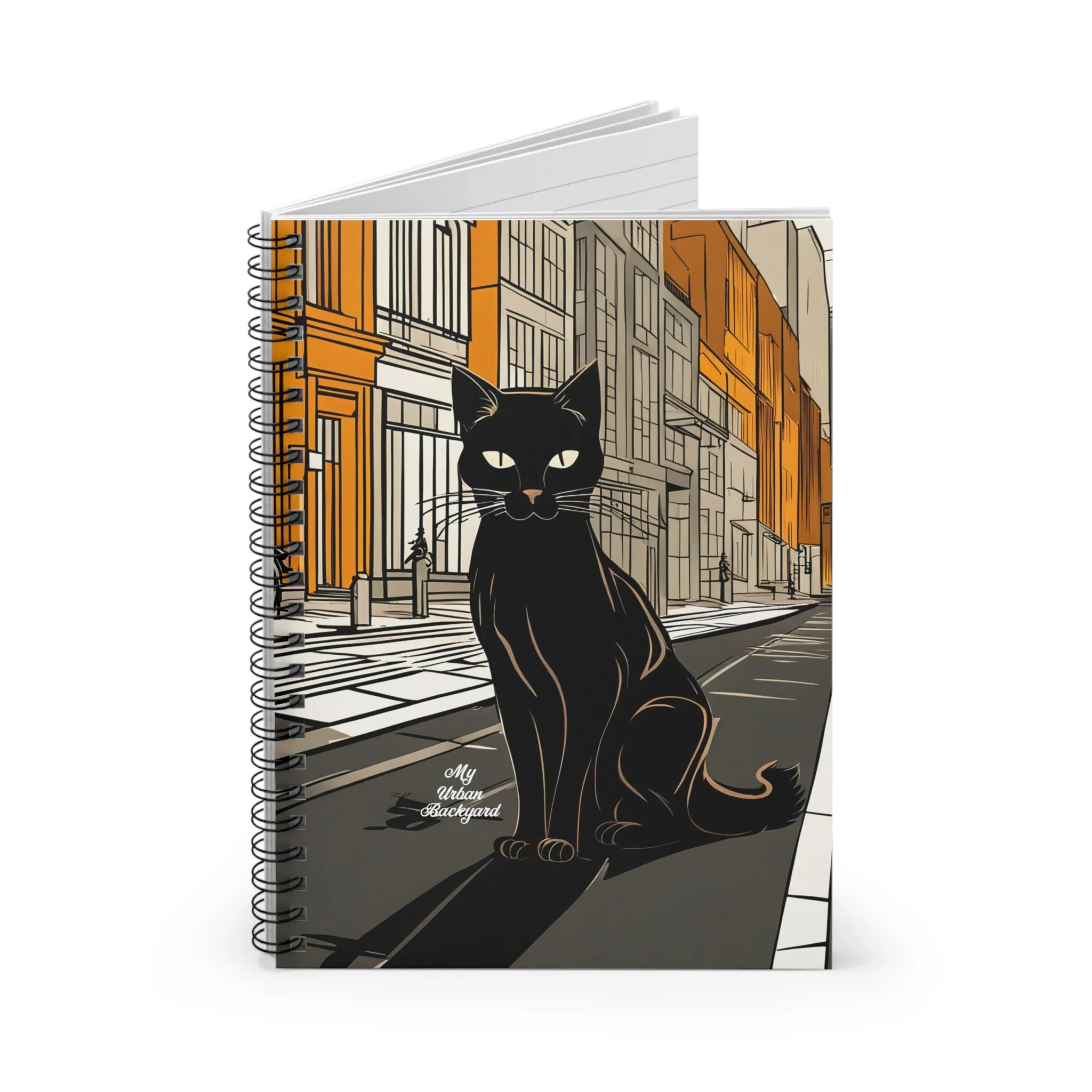 Black Cat in the City, Spiral Notebook Journal - Write in Style