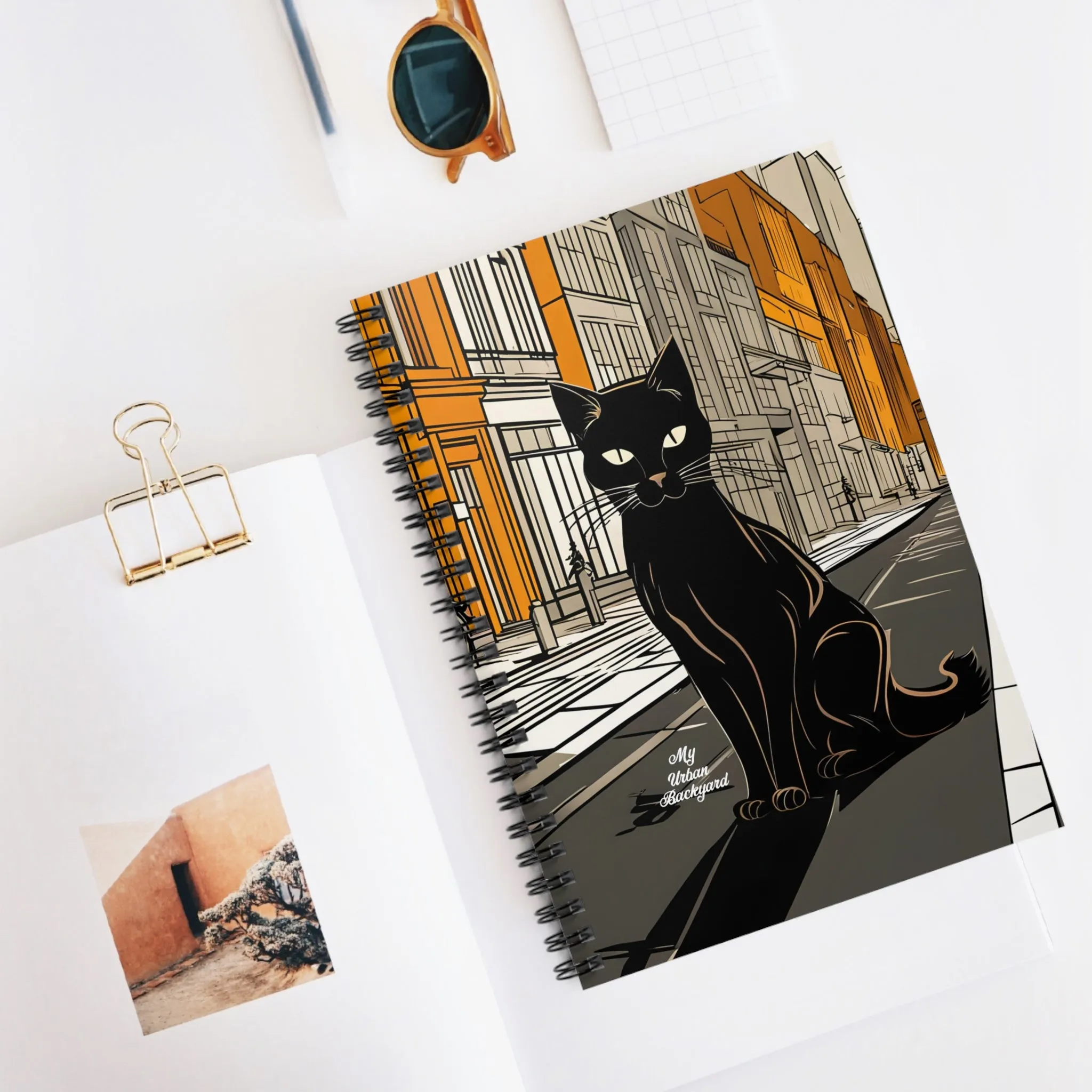 Black Cat in the City, Spiral Notebook Journal - Write in Style