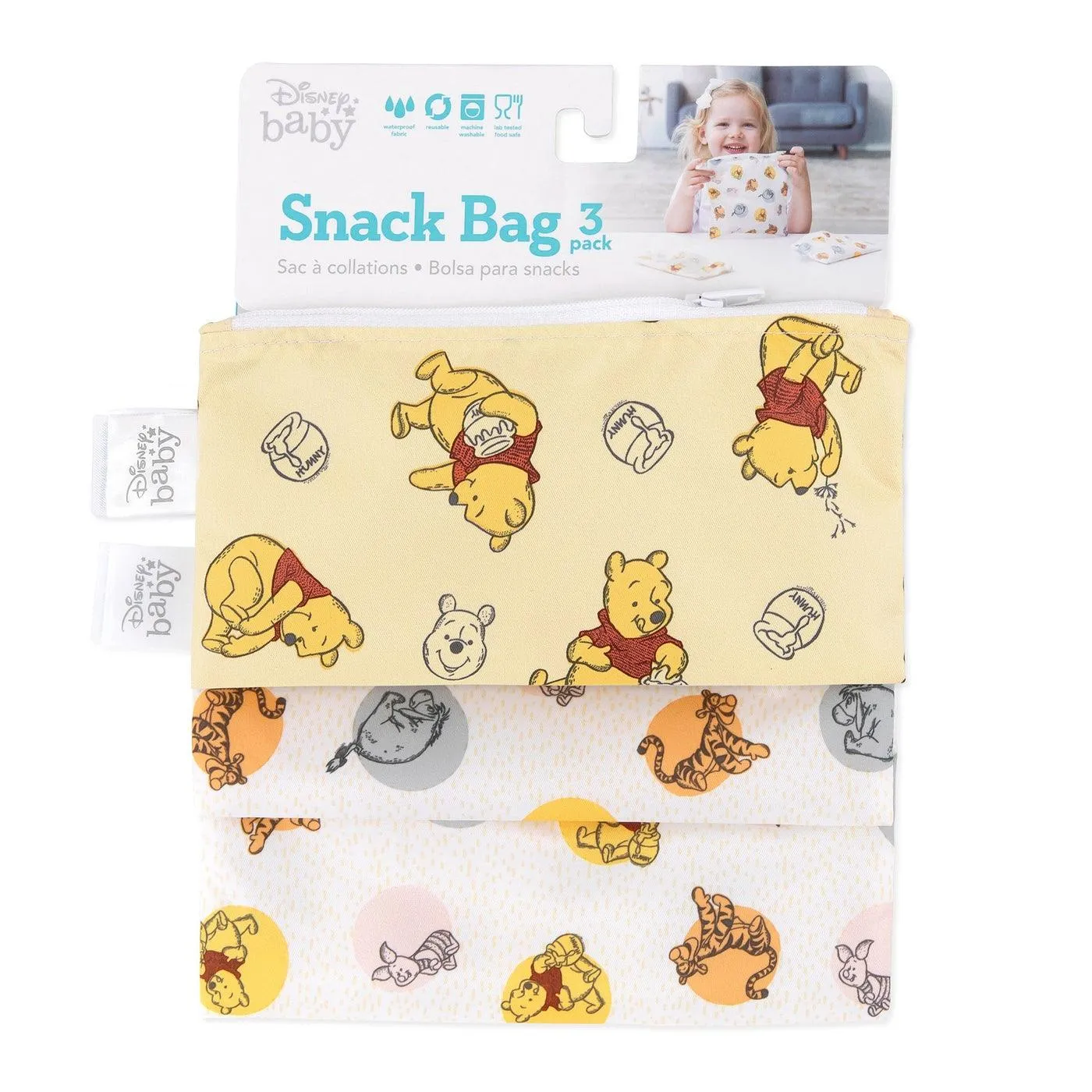 Bumkins Reusable Snack Bag 3pk Winnie the Pooh