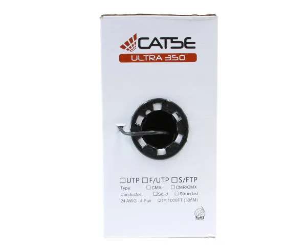 CAT5E Outdoor Bulk Ethernet Cable, Direct Burial Solid Copper UTP CMX, Gel Filled, 24 AWG