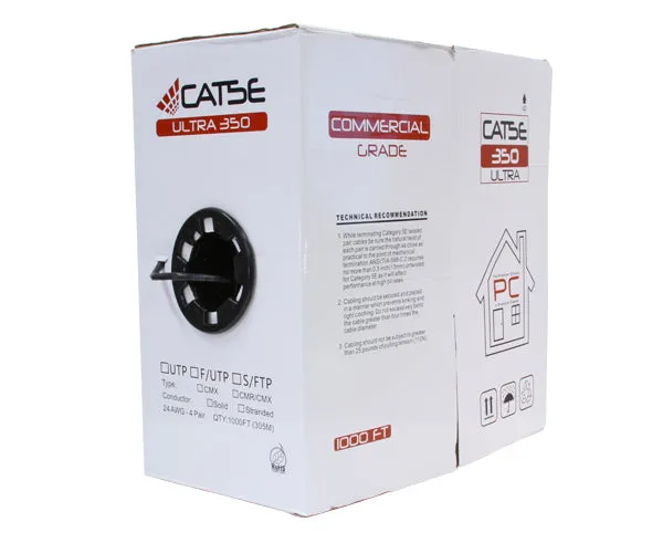 CAT5E Outdoor Bulk Ethernet Cable, Direct Burial Solid Copper UTP CMX, Gel Filled, 24 AWG