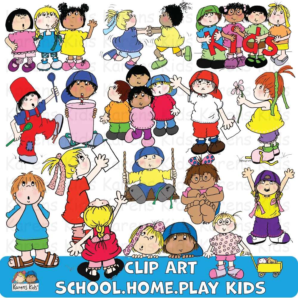 Clipart of Kids at School Home Play (Karen's Kids Clipart)