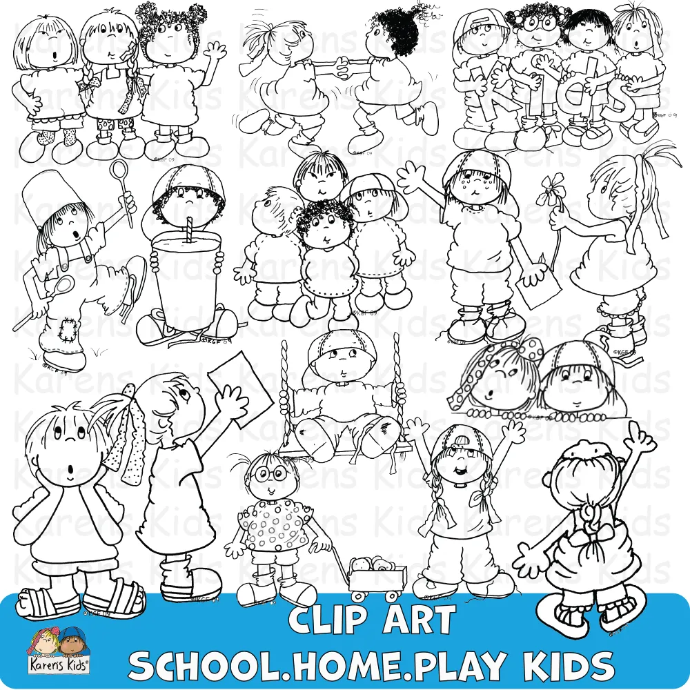 Clipart of Kids at School Home Play (Karen's Kids Clipart)