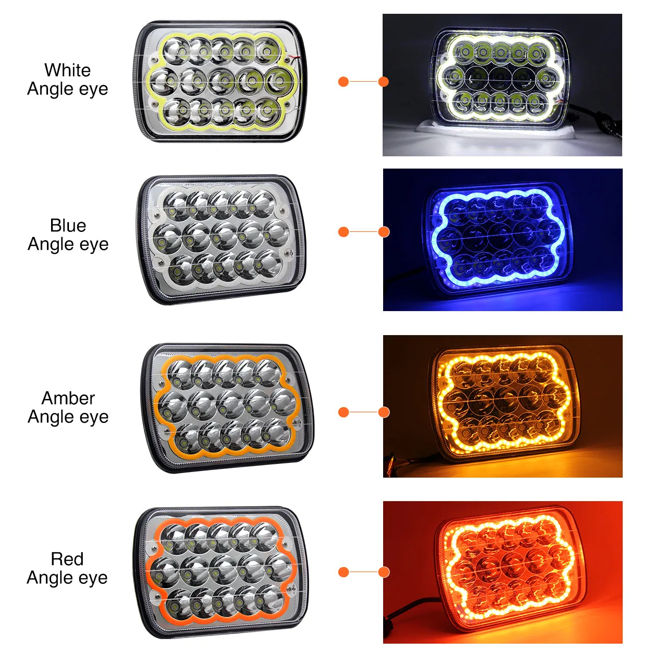 CO LIGHT 5x7 Inch Rectangular Dual Beam LED Headlights - Colorful DRL (Kit/2pcs)