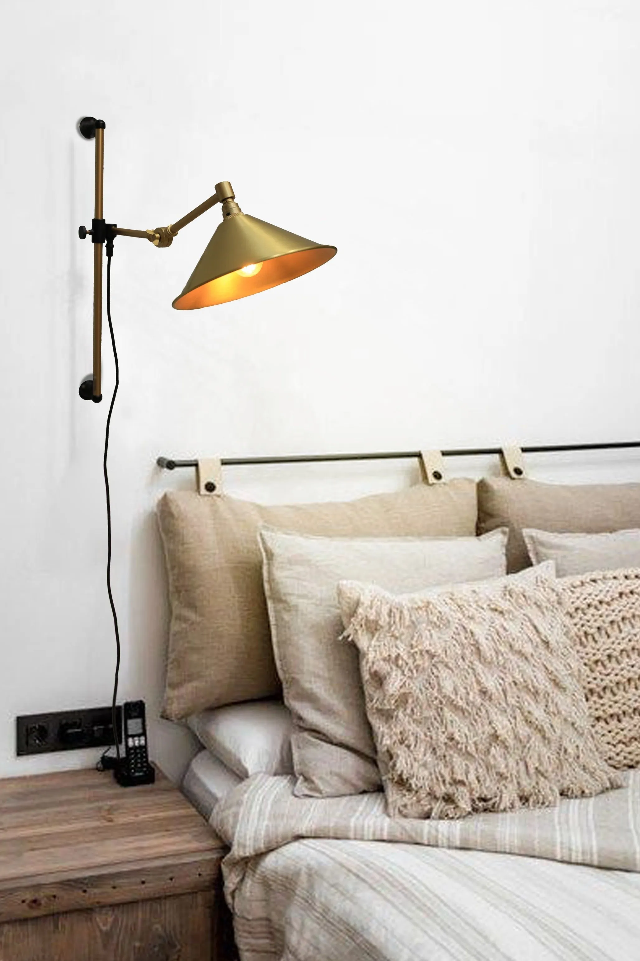 Cone Swing Arm Wall Lamp with Wall Plug