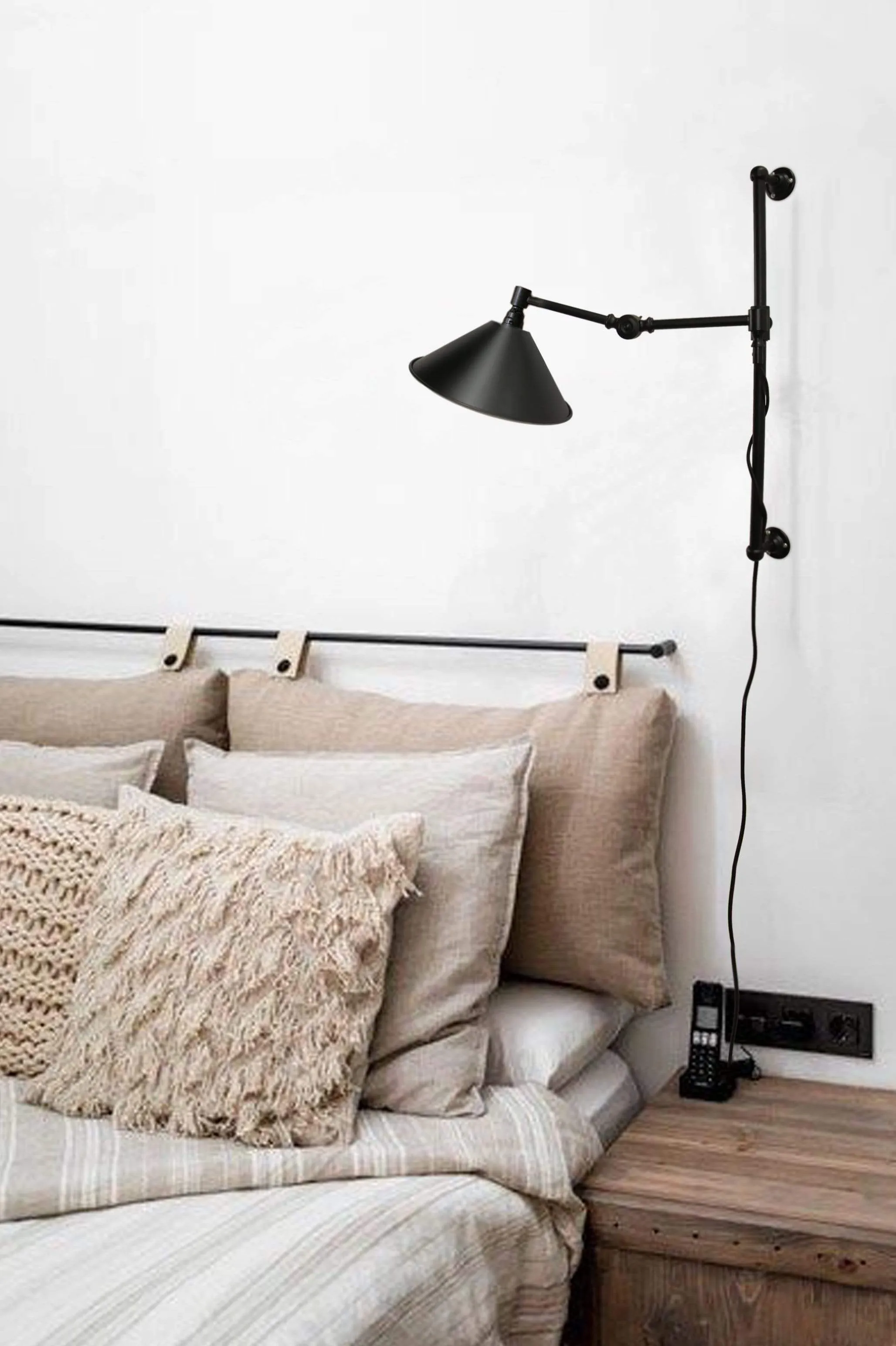 Cone Swing Arm Wall Lamp with Wall Plug