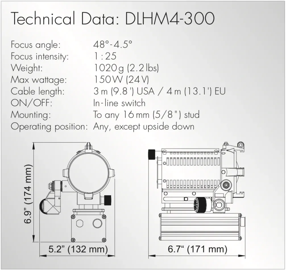 Dedolight DLHM4-300 150W Aspherics² Light Head