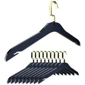 Designstyles Smoke Black Acrylic Clothes Hangers, Luxurious & Heavy-Duty Closet Organizers with Gold Hooks, Perfect for Suits and Sweaters - 10 Pack