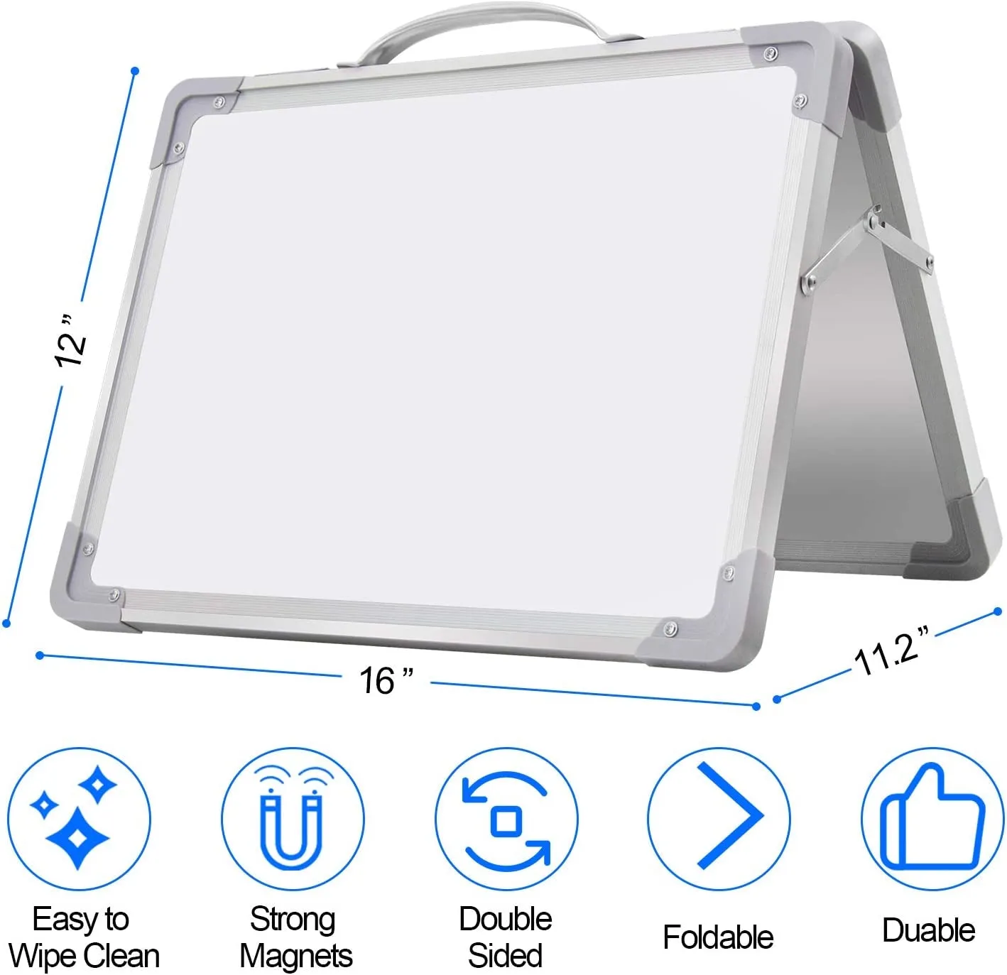 Double Sided Magnetic Whiteboard 16" X 12" Double Sided, Foldable, Portable, Magnetic