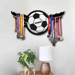 Football Medal Holder for Wall Custom Metal Medal Organizer - Soccer