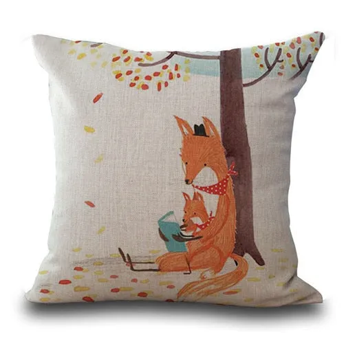 Fox Pattern Cushion Pillow Cases