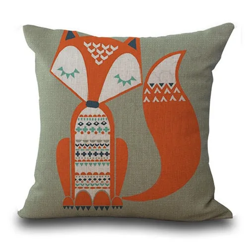 Fox Pattern Cushion Pillow Cases