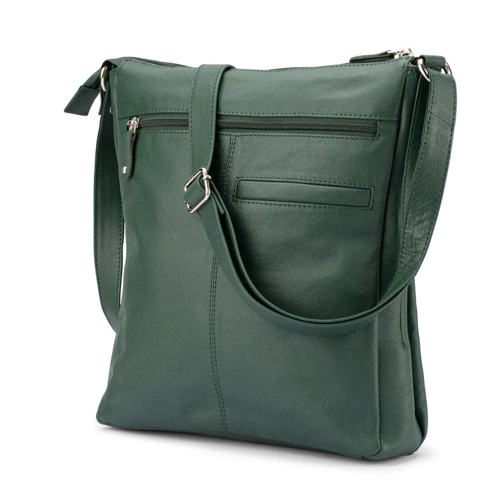 Franco Bonini - 4557 Slim Shoulder Crossbody Leather Bag - Bottle Green