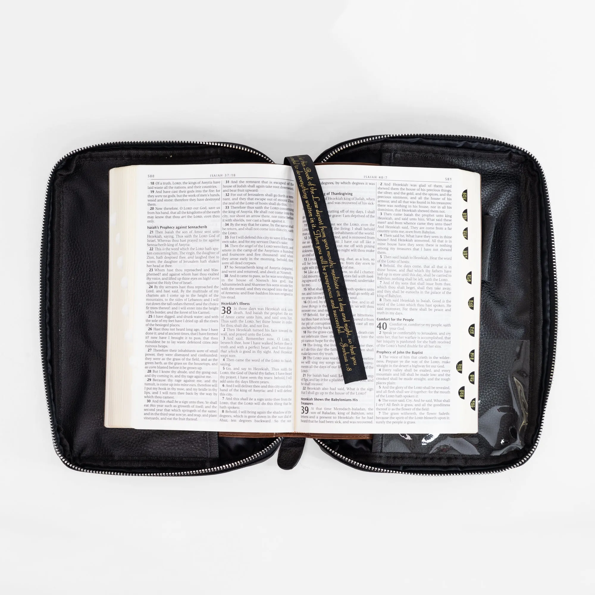 Genuine Leather Bible Cover - Black Pebble Grain