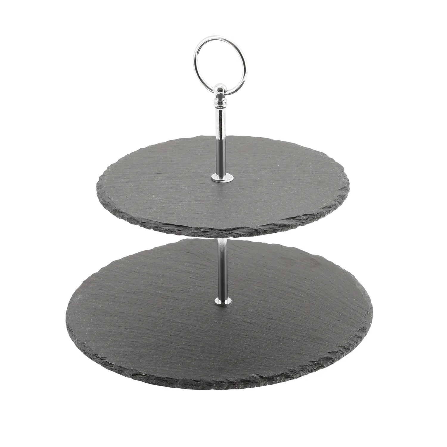 Genware Slate 2-Tier Cake Stand 20/25cm - Pack 1