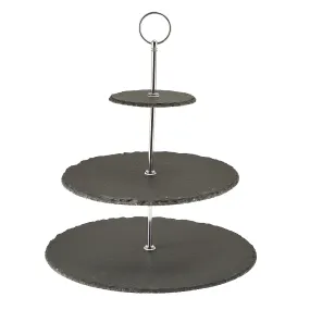 Genware Slate 3-Tier Cake Stand 12/25/30cm - Pack 1