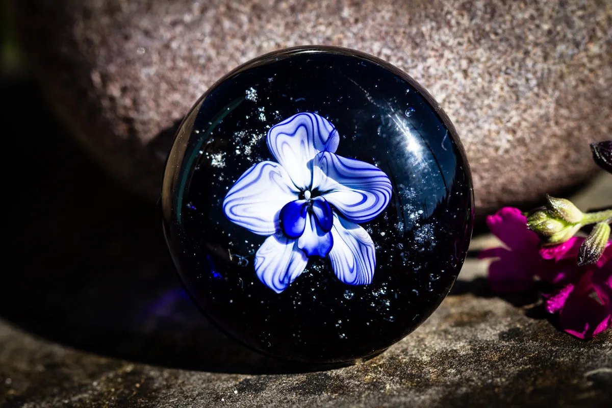 Glass Orchid Touchstone with Infused Cremains