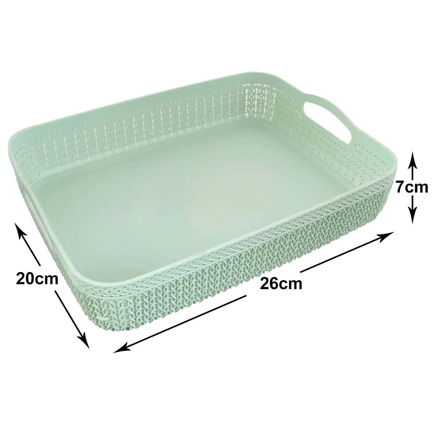 Heart Home Q-3 Designer Plastic Storage Basket For Store Fruits, Vegetables, Magazines, Cosmetics, Stationary Pack of 4 (Green)-50HH01480