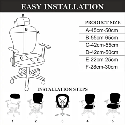 HOTKEI 3 Piece Black Office Chair Cover with Headrest Cover Stretchable Removable Stain Proof Office Computer Desk Executive Rotating Chair Seat Covers Slipcover Protector for Office Chair