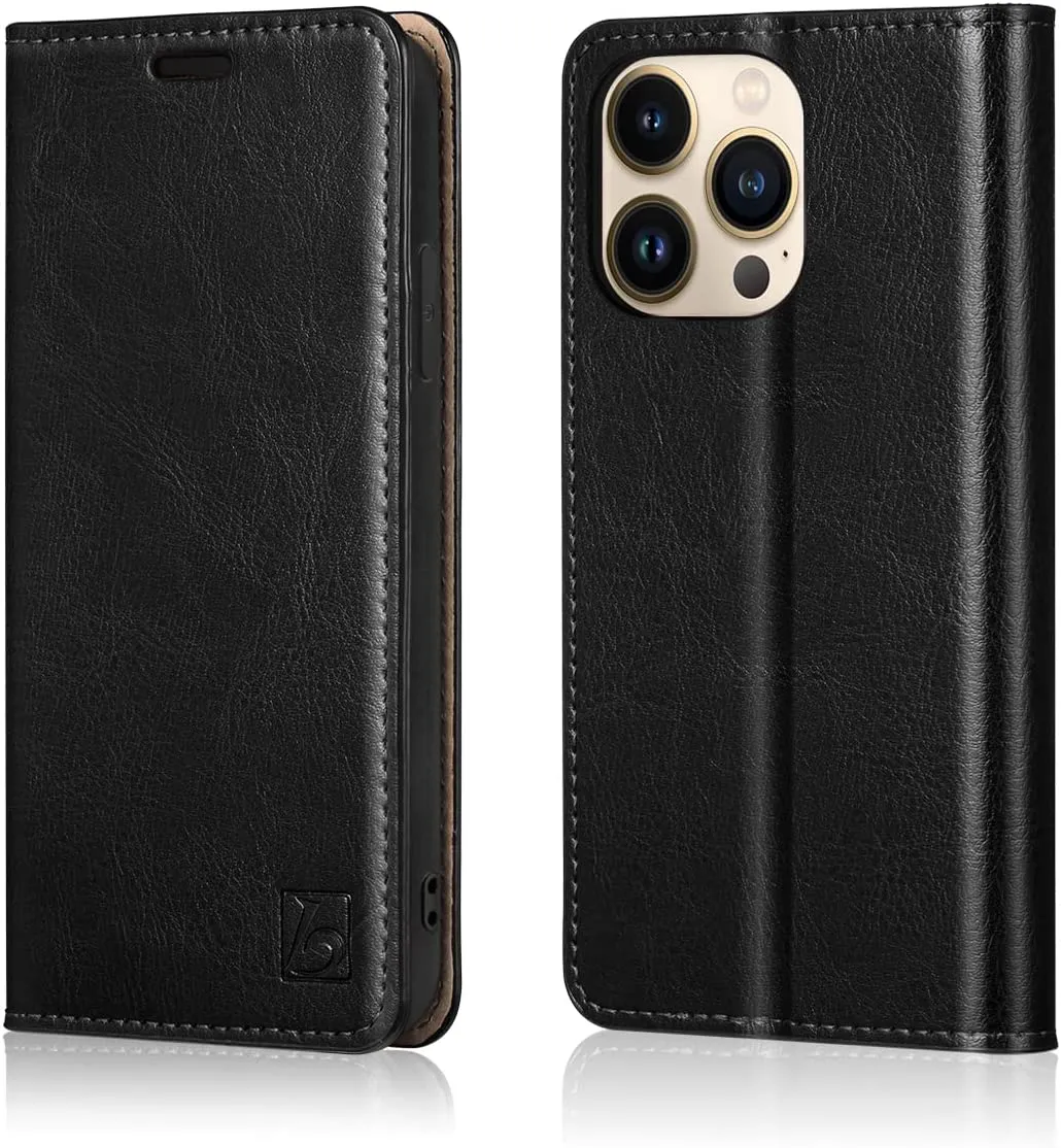 iPhone 14 Pro Max Case Genuine Leather Wallet Case