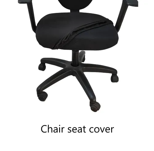 ITSPLEAZURE Black 2 Piece Office Chair Cover Pack of 1 Stretchable Elastic Polyester Removable Washable Office Computer Desk Executive Rotating Chair Seat Covers Slipcover Protector