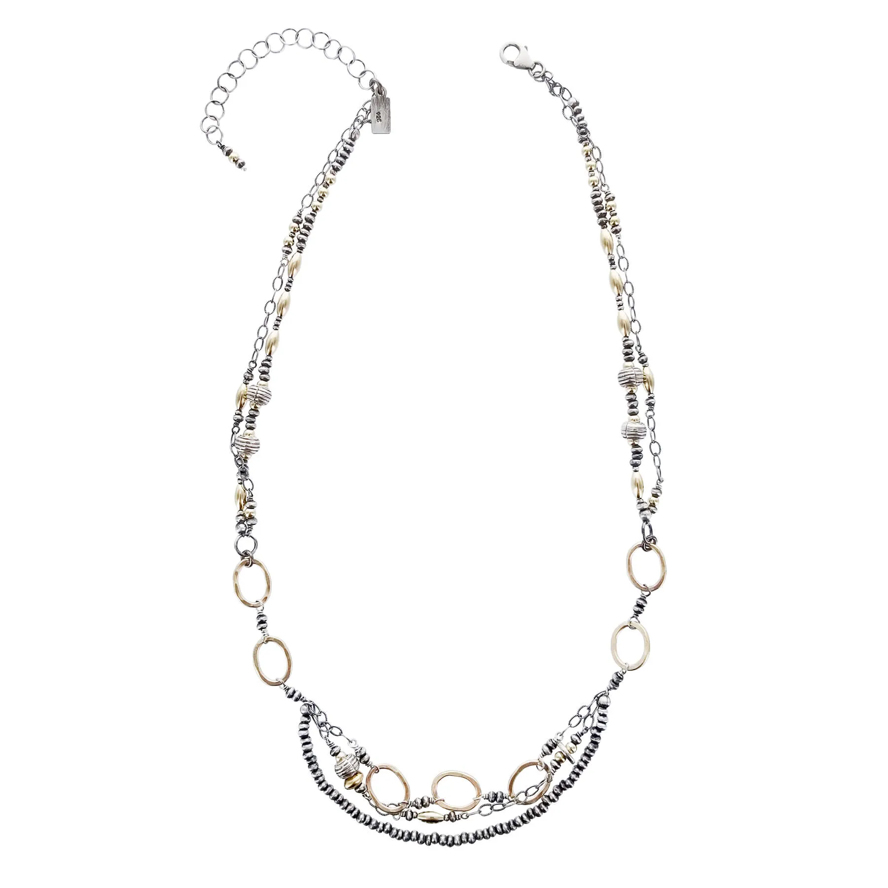 J & I Fabulous Mixed Metal Multi Strand Necklace