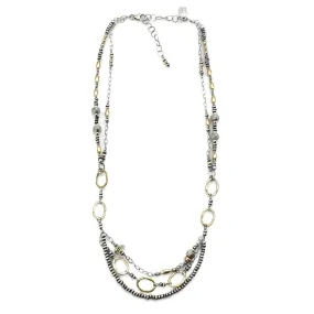 J & I Fabulous Mixed Metal Multi Strand Necklace