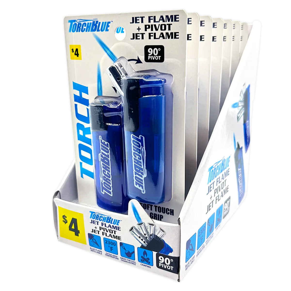 Jet Flame Pivot Head Torch Lighter - 7 Pieces Per Retail Ready Display 41529