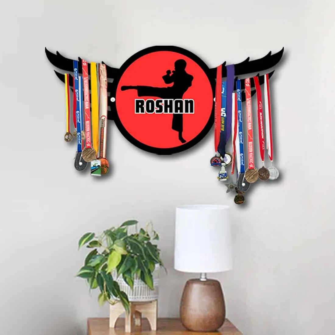 Karate Medal Holder for Wall Personalized Metal Medal Organizer - Martial Arts